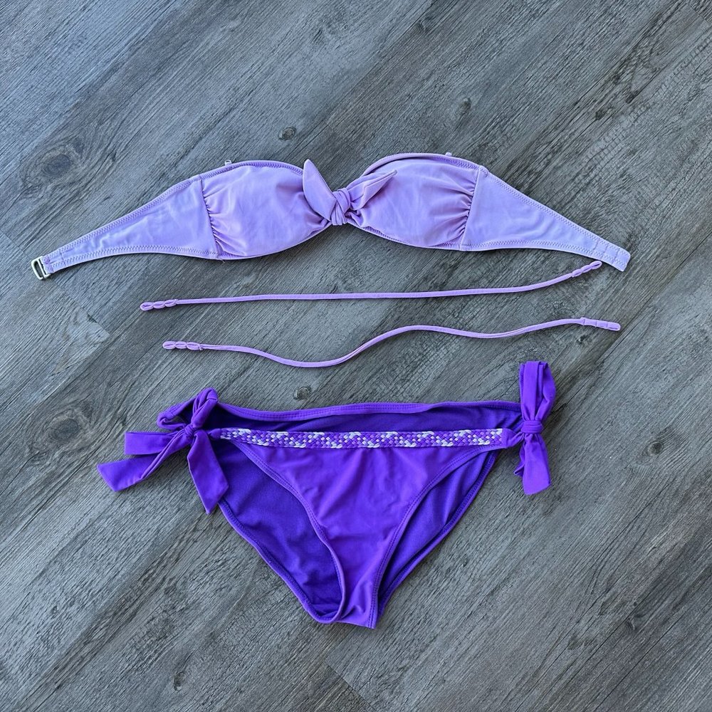 Purple Strapless Bathing Swim Suit - Small Top / Large Bottom